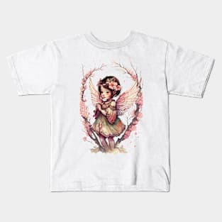 Cherry Blossom Flower Fairy Girl Cute Japanese Cicely Mary Barker Kids T-Shirt